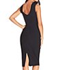 Color:Black - Image 4 - Simone Crew Neck Sleeveless Scoop Back Zipper Side Slit Leg Sheath Midi Dress