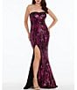 Color:Fuchsia Multi - Image 1 - Sleeveless Sequin Strapless Mermaid Gown