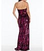 Color:Fuchsia Multi - Image 2 - Sleeveless Sequin Strapless Mermaid Gown