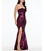 Color:Fuchsia Multi - Image 3 - Sleeveless Sequin Strapless Mermaid Gown