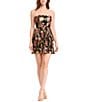Dress the Population Strapless Tiered Skirt Fit & Flare Mini Dress, Color:Black Multi - Image 1