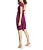 Color:Burgundy - Image 3 - Stretch Crepe V-Neck Short Sleeve Waist Bow Tie Dress