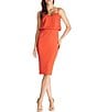 Color:Poppy - Image 1 - Stretch Crepe V-Neck Sleeveless Knee Length Blouson Dress