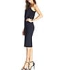 Color:Black - Image 3 - Stretch Crepe V-Neck Sleeveless Knee Length Blouson Dress