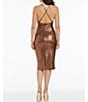Color:Bronze - Image 2 - Stretch Foiled Jersey V Neckline Sleeveless Bodycon Dress