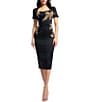 Dress the Population Terri Sequin Square Neck Short Sleeve Midi Bodycon Dress, Color:Black - Image 2