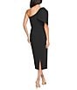 Color:Black - Image 2 - Tiffany One Shoulder Bow Detail Sleeveless Back Slit Midi Sheath Dress