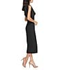 Color:Black - Image 3 - Tiffany One Shoulder Bow Detail Sleeveless Back Slit Midi Sheath Dress