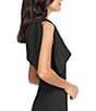 Color:Black - Image 6 - Tiffany One Shoulder Bow Detail Sleeveless Back Slit Midi Sheath Dress