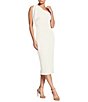 Color:Off White - Image 1 - Tiffany One Shoulder Bow Detail Sleeveless Back Slit Sheath Midi Dress