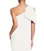 Color:Off White - Image 5 - Tiffany One Shoulder Bow Detail Sleeveless Back Slit Sheath Midi Dress