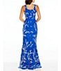 Color:Electric Blue - Image 2 - Tyra Beaded Square Neck Sleeveless Mermaid Gown