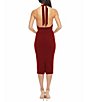 Color:Garnet - Image 2 - Vanessa Deep Plunging V-Neck Sleeveless Halter Sheath Dress