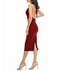 Color:Garnet - Image 3 - Vanessa Deep Plunging V-Neck Sleeveless Halter Sheath Dress