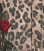 Driftwood Dani Coordinating Stretch Denim Leopard Print Point Collar Long Sleeve Floral Embroidered Jacket, Color:Leopard - Image 5