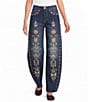 Driftwood Denim Printed Barrel Leg Ankle Jeans - Image 1