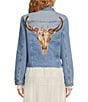 Color:Medium Wash - Image 2 - Mesa Rose Embroidered Stretch Denim Jacket