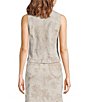 Driftwood Coordinating Print Stretch Denim Floral Print V-Neck Button Front Vest, Color:Sandstone - Image 2