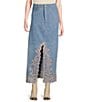 Driftwood Serena Eyelet Floral Embroidered Denim Skirt, Color:Medium Wash - Image 1