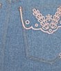 Driftwood Serena Eyelet Floral Embroidered Denim Skirt, Color:Medium Wash - Image 4