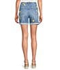 Driftwood Stretch Denim Embroidered High Rise Cuffed Shorts - Image 2