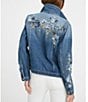 Driftwood X Bluebell Fleur Embroidered Point Collar Long Sleeve Denim Statement Jacket, Color:Dark Wash - Image 2