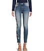 Color:Medium Wash - Image 1 - X Bluebell Fleur Jackie Floral Embroidered High Rise Skinny Jeans