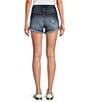 Color:Dark Wash - Image 2 - X Daisy Embroidered Detail Frayed Cut Off Hem Daydream Shorts