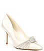 Color:White - Image 1 - Beautys Satin Crystal Knot Dress Pumps