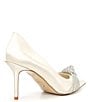 Color:White - Image 2 - Beautys Satin Crystal Knot Dress Pumps