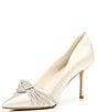 Color:White - Image 4 - Beautys Satin Crystal Knot Dress Pumps