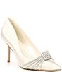 Color:White - Image 1 - Beautys Satin Crystal Knot Dress Pumps