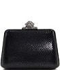 Color:Black - Image 2 - Become Embellished Embossed Faux Leather Clasp Clutch Bag