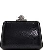 Dune London Become Embellished Embossed Faux Leather Clasp Clutch Bag, Color:Black - Image 2