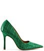 Color:Green - Image 2 - Bento Crocodile Embossed Leather Dress Pumps