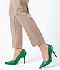 Color:Green - Image 5 - Bento Crocodile Embossed Leather Dress Pumps