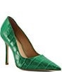 Color:Green - Image 1 - Bento Crocodile Embossed Leather Dress Pumps