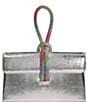 Color:Silver - Image 1 - Brynie Metallic Diamante Rainbow Rhinestone-Loop Clutch