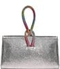 Color:Silver - Image 2 - Brynie Metallic Diamante Rainbow Rhinestone-Loop Clutch