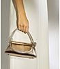 Color:Gold - Image 4 - Brynley Crystal Strap Small Top Handle Metallic Evening Bag