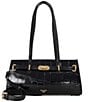 Dune London Depend Black Croc Embossed Shoulder Bag - Image 1
