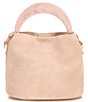 Dune London Dharla Suede Resin Marble Handle Bucket Bag, Color:Mink - Image 2