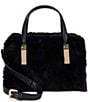 Dune London Dinky Faux Fur Small Tote Bag, Color:Black - Image 1