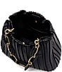Color:Black - Image 3 - Dominie Medium Pleated Chain-Handle Slouch Bag