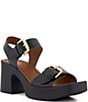 Color:Black - Image 1 - Jenies Leather Buckle Platform Sandals