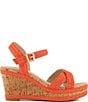 Color:Orange - Image 2 - Kelisa Raffia Platform Cork Wedge Sandals