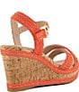 Color:Orange - Image 3 - Kelisa Raffia Platform Cork Wedge Sandals