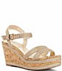 Dune London Kipling Metallic Platform Cork Wedge Sandals - Image 1