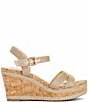 Dune London Kipling Metallic Platform Cork Wedge Sandals - Image 2