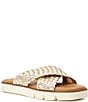 Color:Gold - Image 1 - Lexey Woven Leather Chunky Slide Sandals